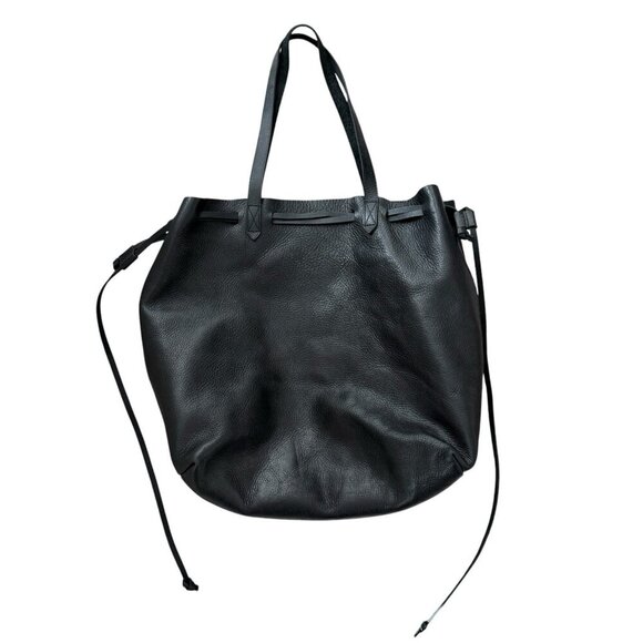 MADEWELL The Drawstring Transport Tote Saddle Bag Purse Black Leather Women's - Picture 9 of 16